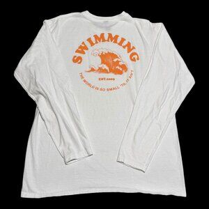 Hanes Mac Miller Swimming White Orange Long Sleeve Shirt Adult‎ Large